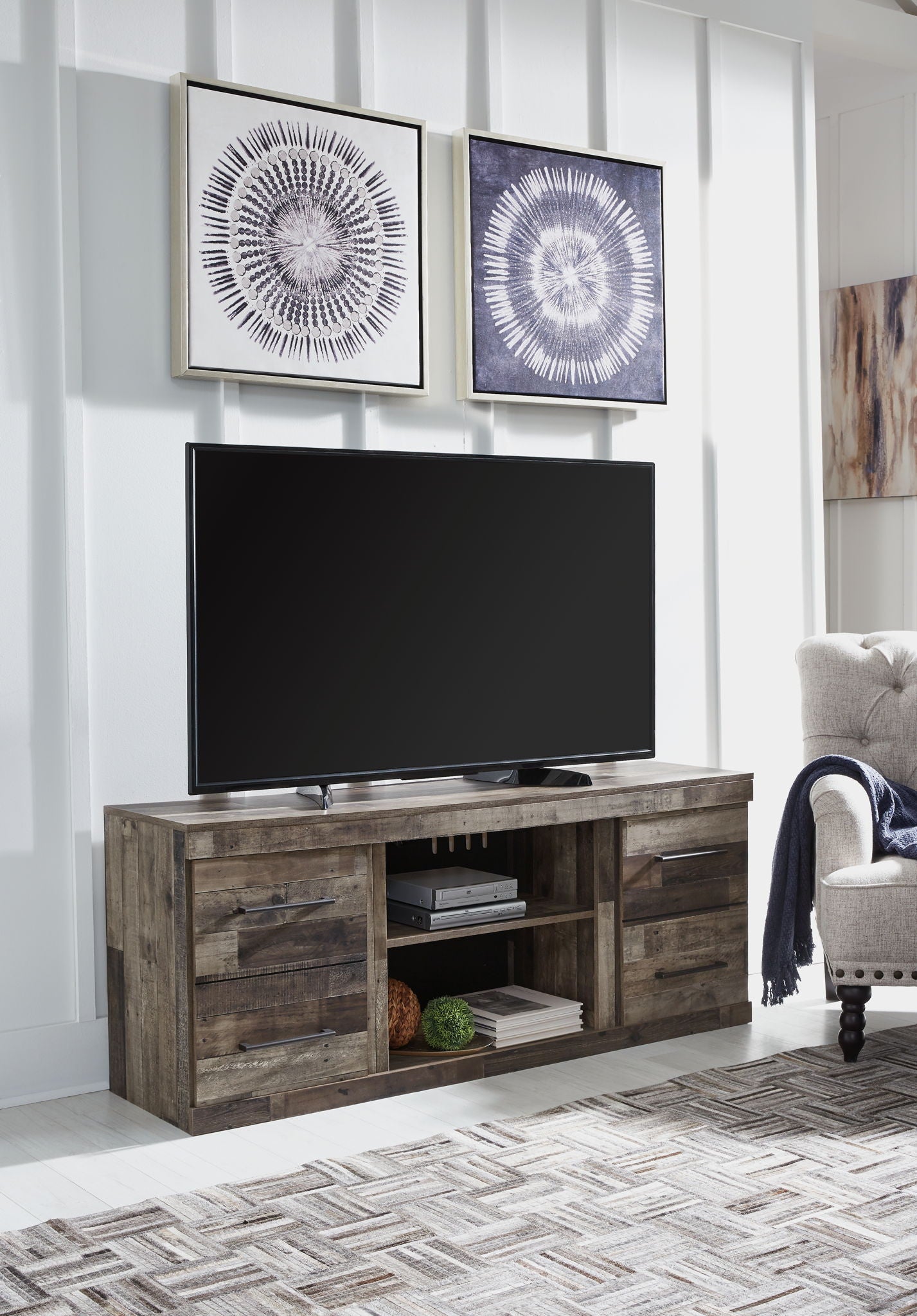 Derekson - Multi Gray - LG TV Stand w/Fireplace Option - Urban Living Furniture (Los Angeles, CA)