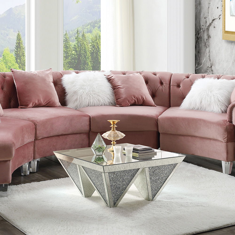 Noralie - 19"H Coffee Table With Faux Diamonds - Mirrored - Urban Living Furniture (Los Angeles, CA)