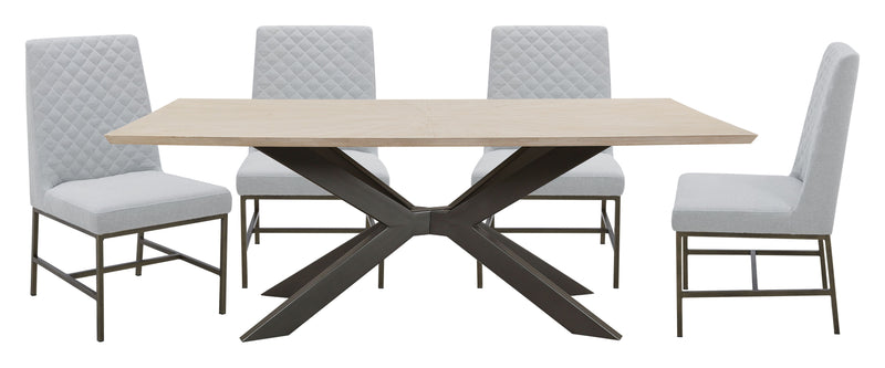 Crossings - Rectangular Dining Table With 4 Upholstered Chairs - Natural & Pearl Silver