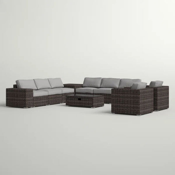 Stylish Rattan Wicker Person Seating Group With Premium Sunbrella Cushions Perfect For Outdoor Entertaining