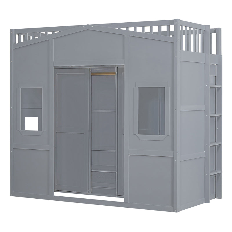 Loft Stylish Bed With Ladder And Wardrobe