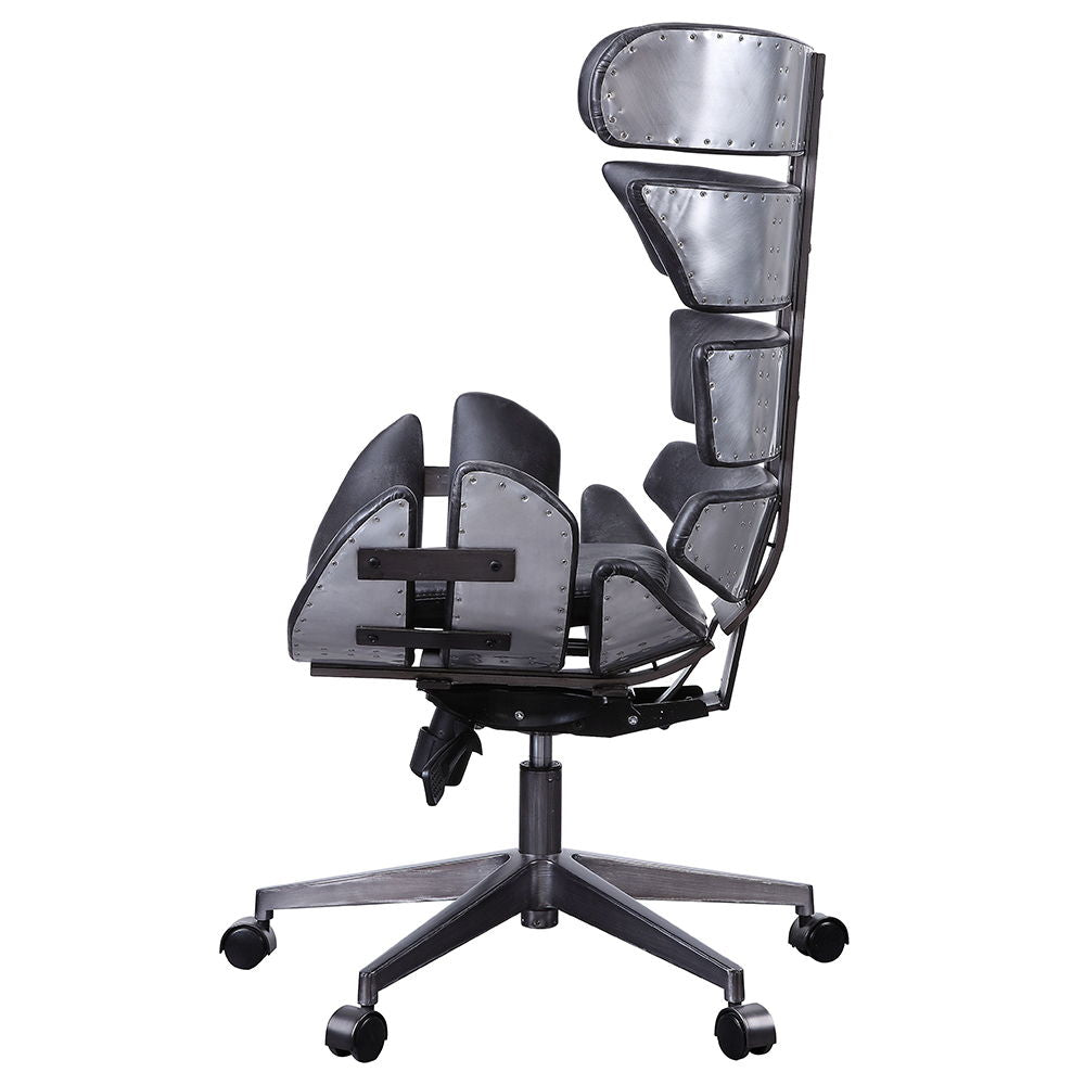 Megan - Office Chair - Vintage Black Top Grain Leather & Aluminum - Urban Living Furniture (Los Angeles, CA)