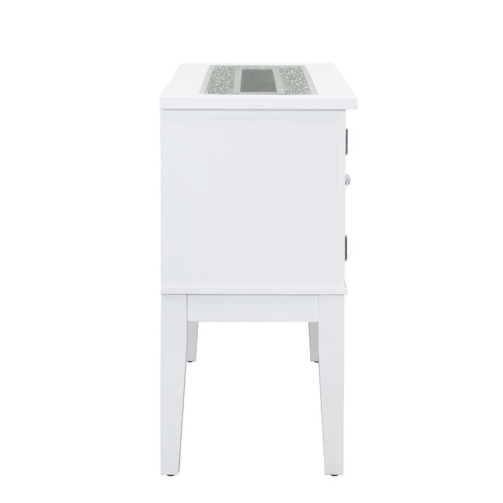 Elizaveta - Server - Gray Velvet, Faux Crystal Diamonds &White High Gloss Finish - Urban Living Furniture (Los Angeles, CA)