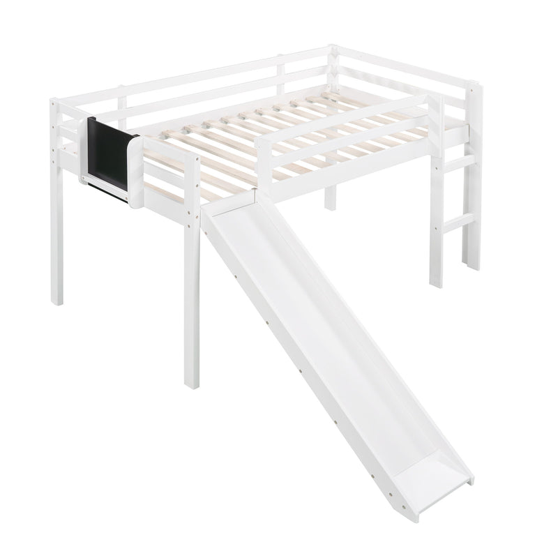Loft Bed With Slide, Stair And Chalkboard