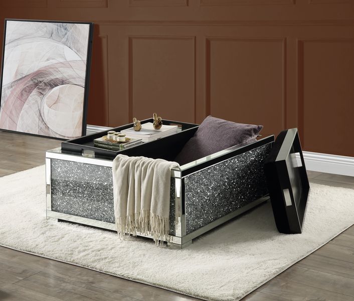Noralie - Ottoman With Storage - Mirrored & Faux Diamonds - Urban Living Furniture (Los Angeles, CA)