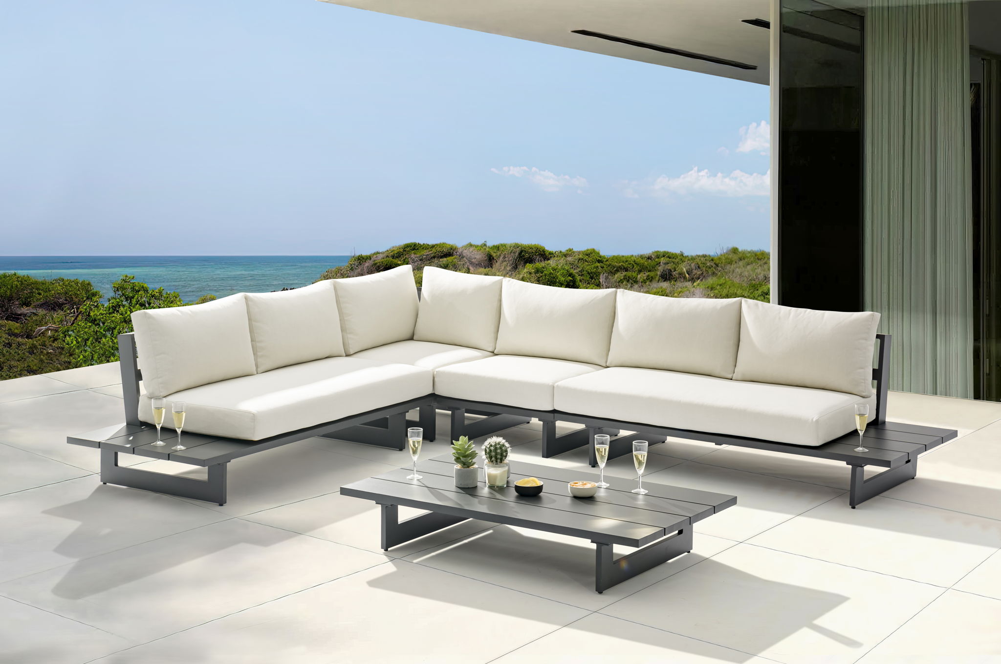 Maldives - 4 Piece Water Resistant Outdoor Patio Modular Sectional With Gray Base - Urban Living Furniture (Los Angeles, CA)