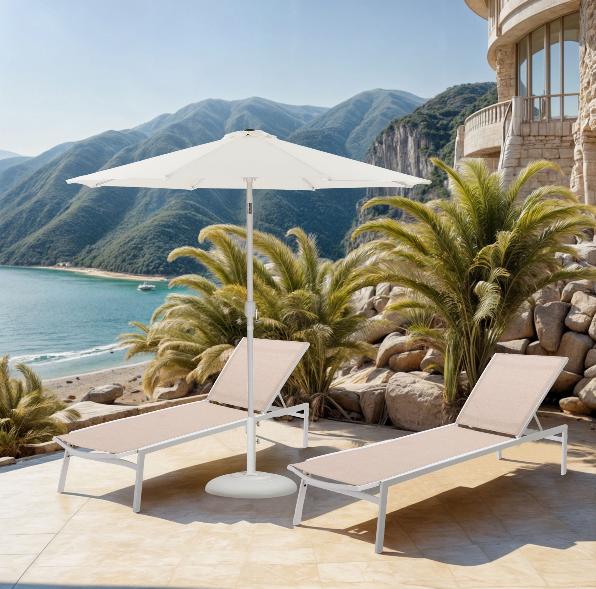 Fiji - Aluminum Patio Umbrella With Round White Base - Urban Living Furniture (Los Angeles, CA)