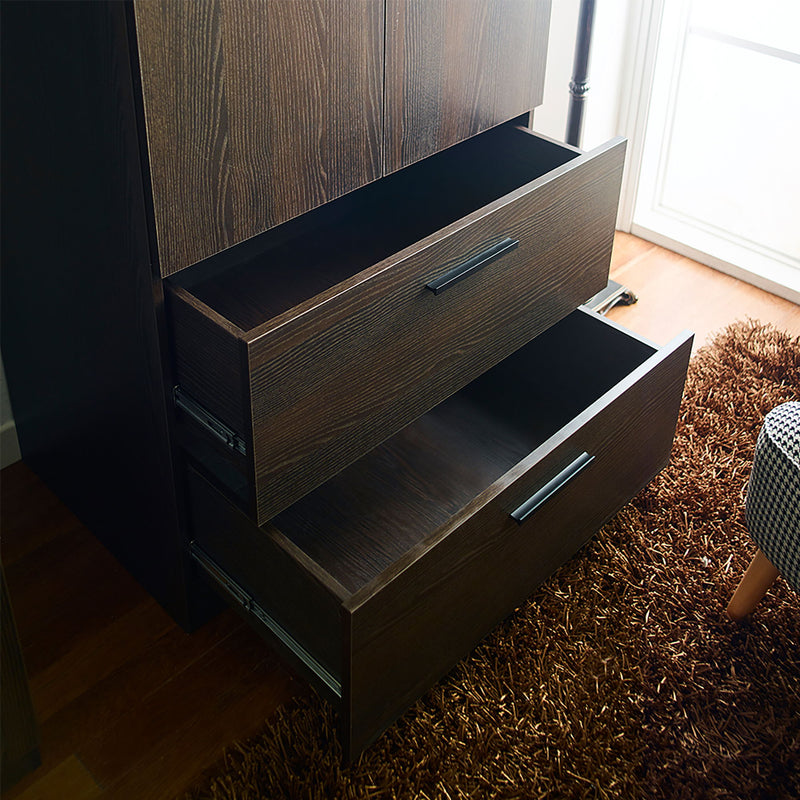 Brook - 2 Door Wood Closet With 2 Drawers And Hanging Bars - Dark Brown
