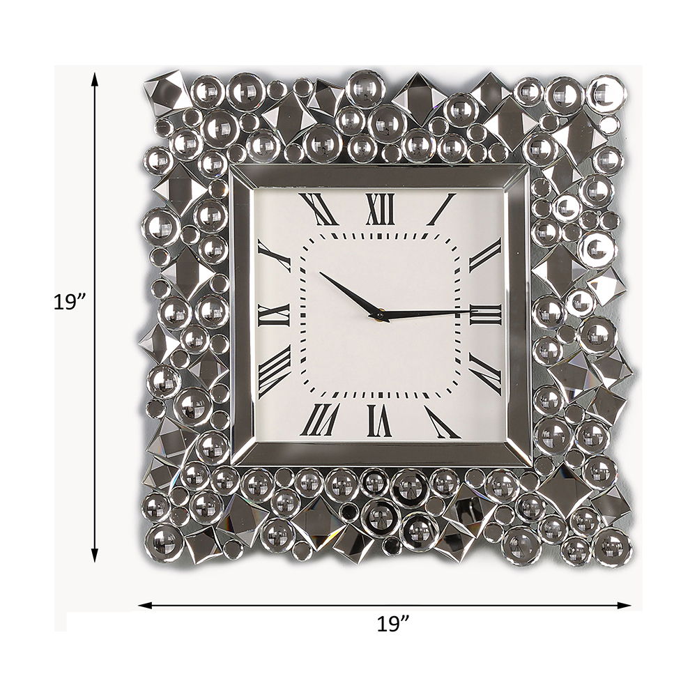 Kachina - 19" Wall Clock - Mirrored & Faux Gems - Urban Living Furniture (Los Angeles, CA)