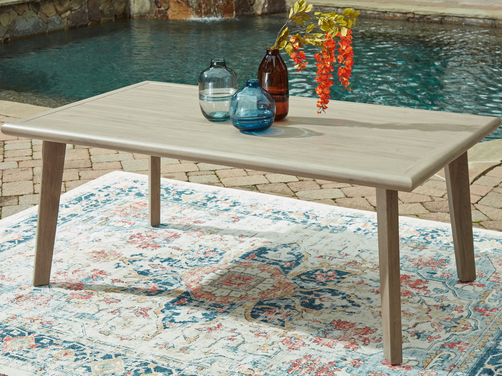 Cliff Trails - Beige - Rectangle Dining Table With Umbrella Option - Urban Living Furniture (Los Angeles, CA)