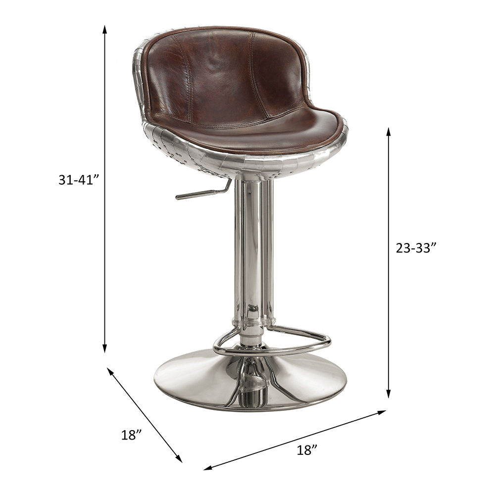 Brancaster - Stool - Vintage Brown Top Grain Leather & Aluminum - Urban Living Furniture (Los Angeles, CA)