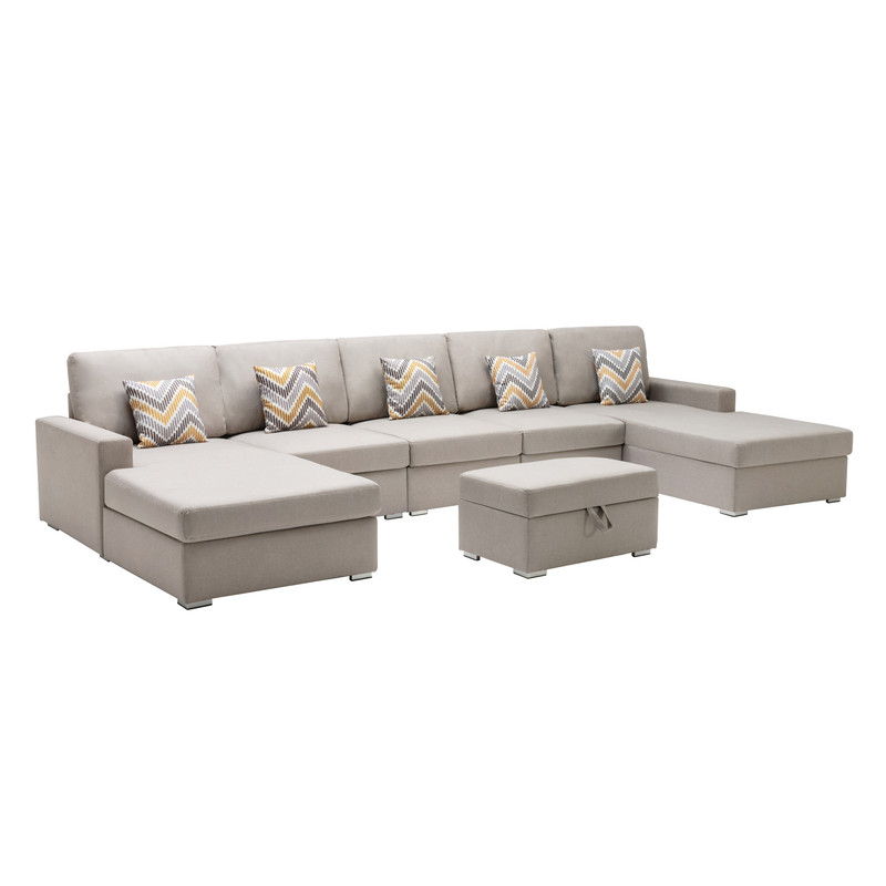 Nolan - Fabric 6 Piece Sectional Sofa With Pillows And Interchangeable Legs - Urban Living Furniture (Los Angeles, CA)