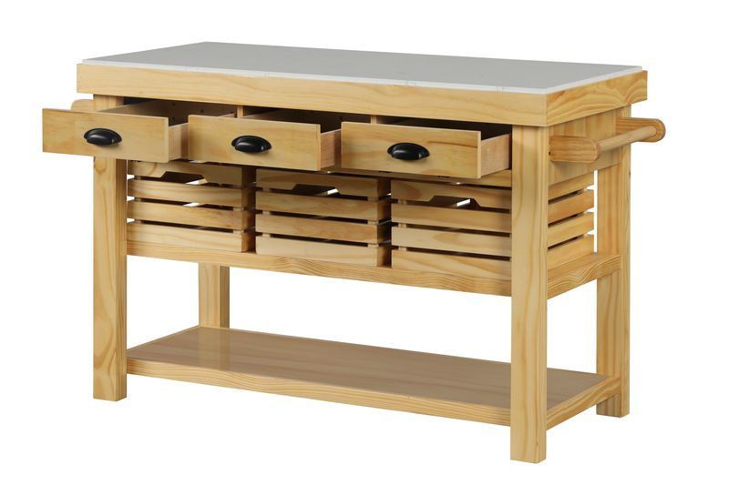 Grovaam - Kitchen Island - Marble Top & Natural - Urban Living Furniture (Los Angeles, CA)