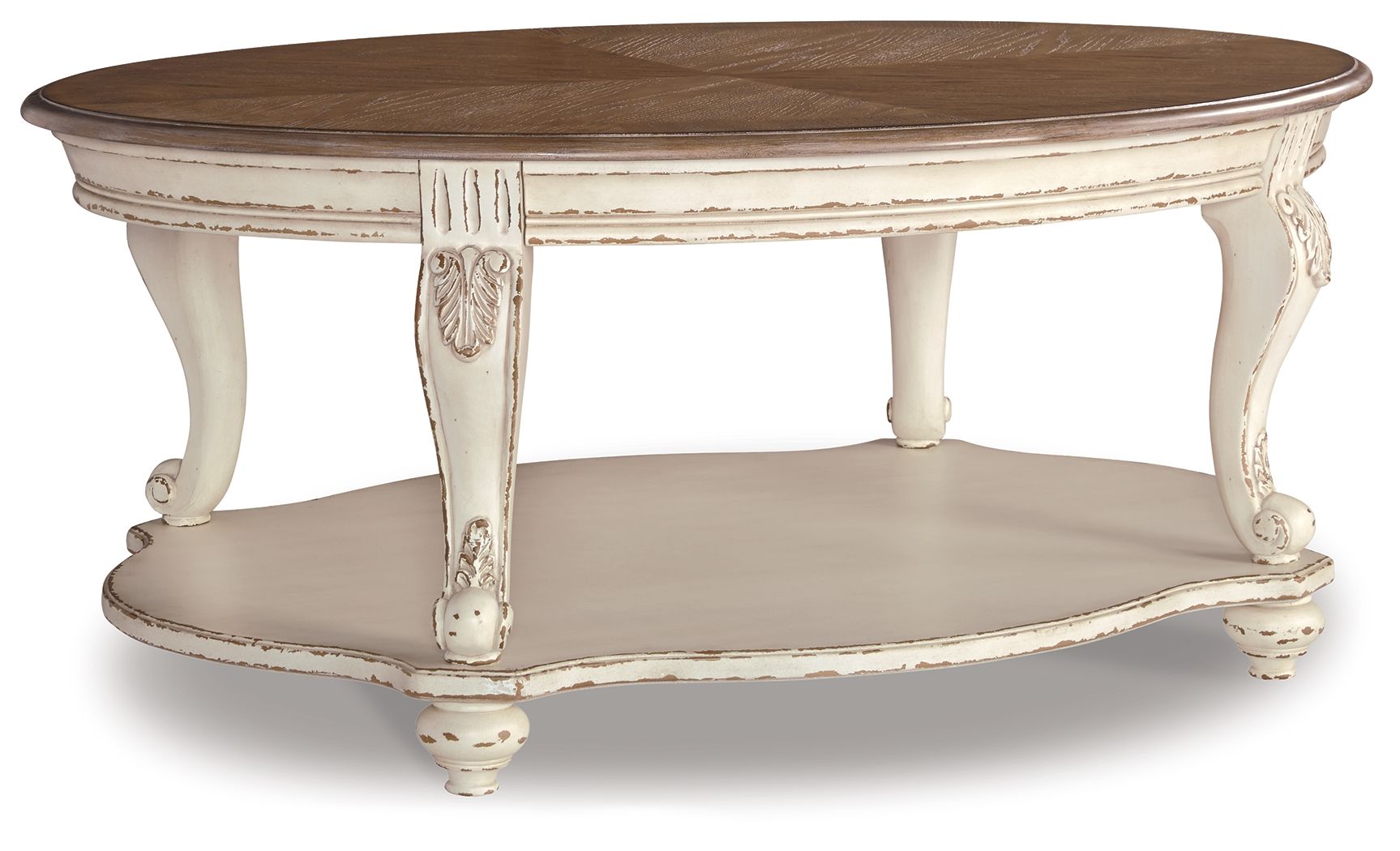 Realyn - Oval Cocktail Table - White / Brown - Urban Living Furniture (Los Angeles, CA)