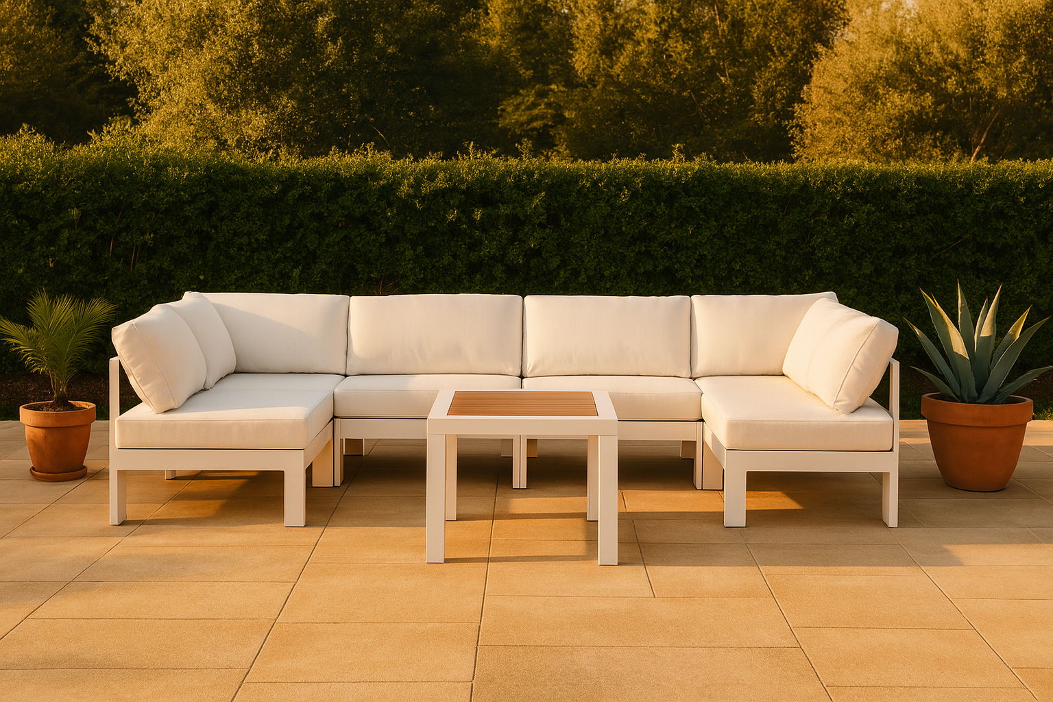 Nizuc - Outdoor Patio 6 Piece Modular Sectional With White Frame - Urban Living Furniture (Los Angeles, CA)