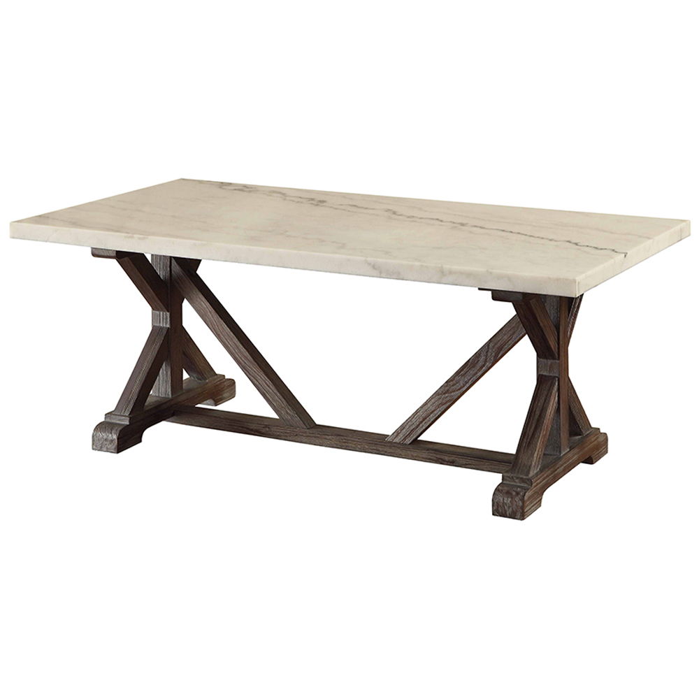 Romina - Coffee Table - White Marble Top & Weathered Espresso - Urban Living Furniture (Los Angeles, CA)