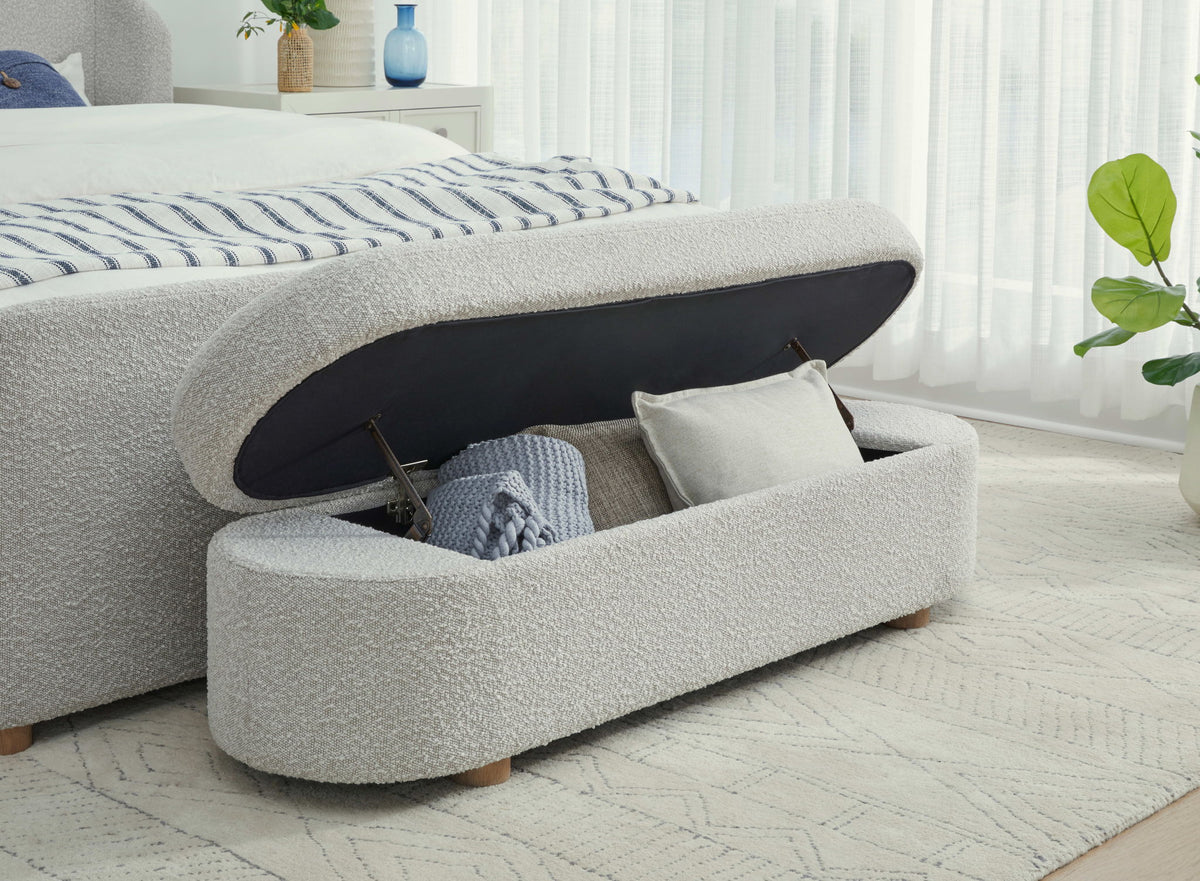 Virgil Kiki - Upholstered Hinged Storage Bench - Cotton Ball Boucle (2026)