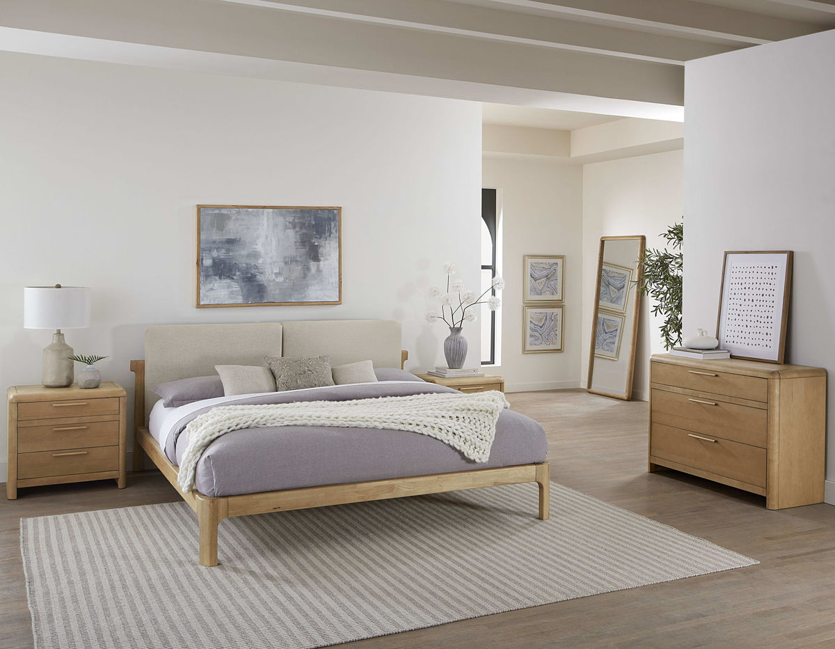 Furano - Three Drawer Ash Wood Nightstand - Ginger