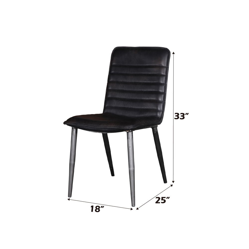 Hosmer - Side Chair (Set of 2) - Black Top Grain Leather & Antique Black - Urban Living Furniture (Los Angeles, CA)