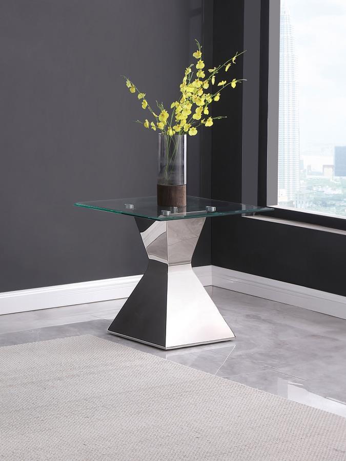 Jenny - Glass Top End Table - Silver - Urban Living Furniture (Los Angeles, CA)