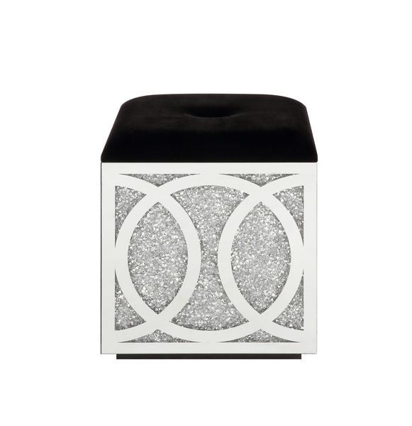 Noralie - 24" Ottoman With Storage - Mirrored & Faux Diamonds - Urban Living Furniture (Los Angeles, CA)
