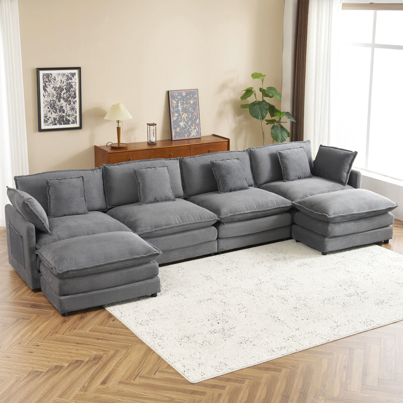 Modern Modular Sectional Sofa With Side Storage Pockets For Living Room