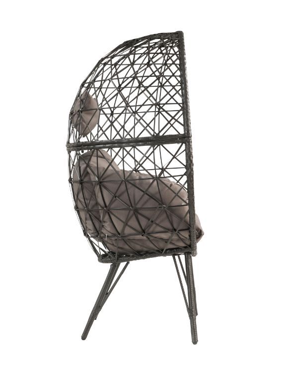 Aeven - Patio Lounge Chair - Light Gray Fabric & Black Wicker - Urban Living Furniture (Los Angeles, CA)