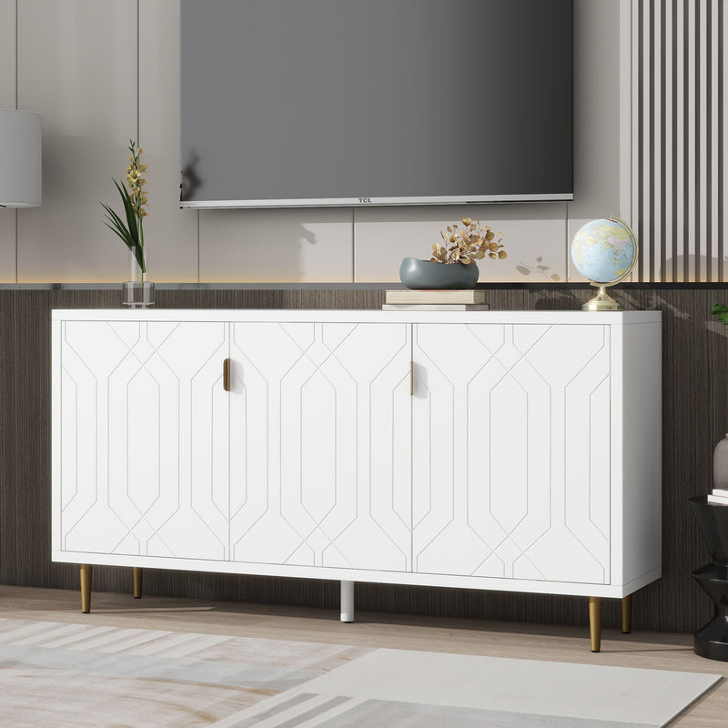 Modern TV Stand With 3 Doors And Adjustable Shelves