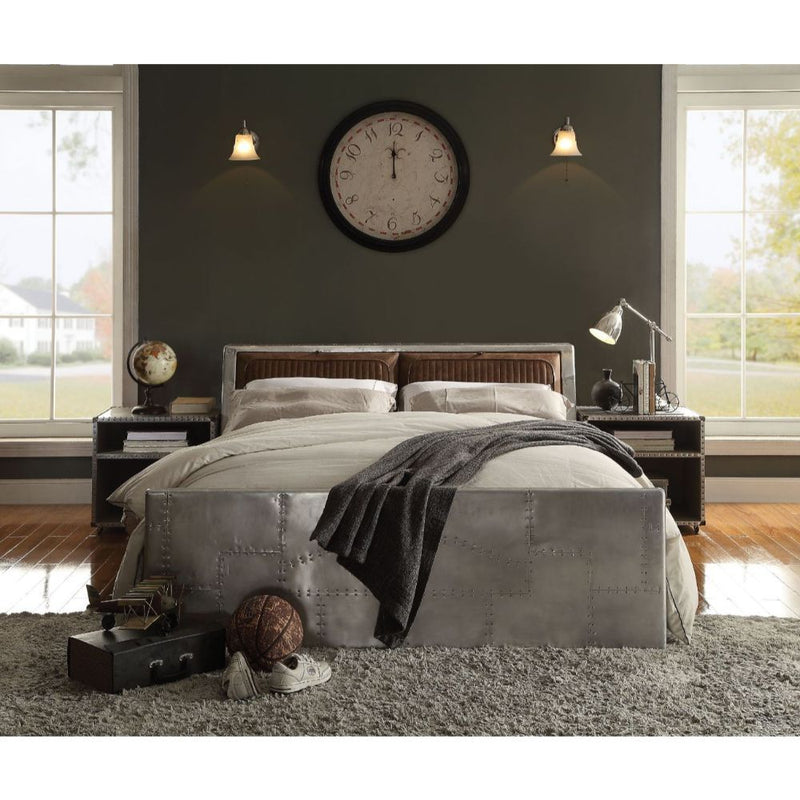 Brancaster - Queen Bed - Retro Brown Top Grain Leather & Aluminum - Urban Living Furniture (Los Angeles, CA)