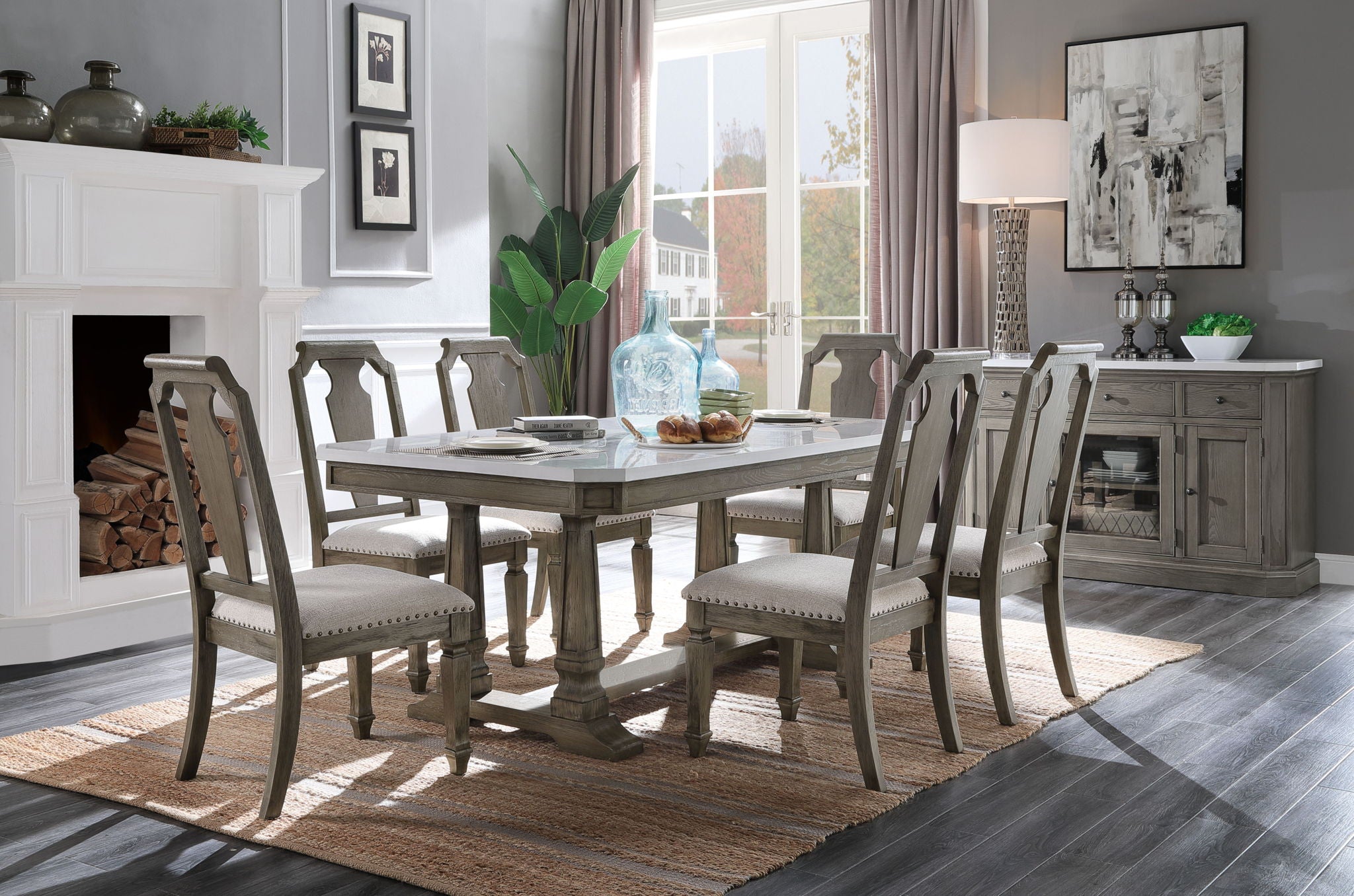 Zumala - Dining Table - Marble & Weathered Oak Finish - Urban Living Furniture (Los Angeles, CA)