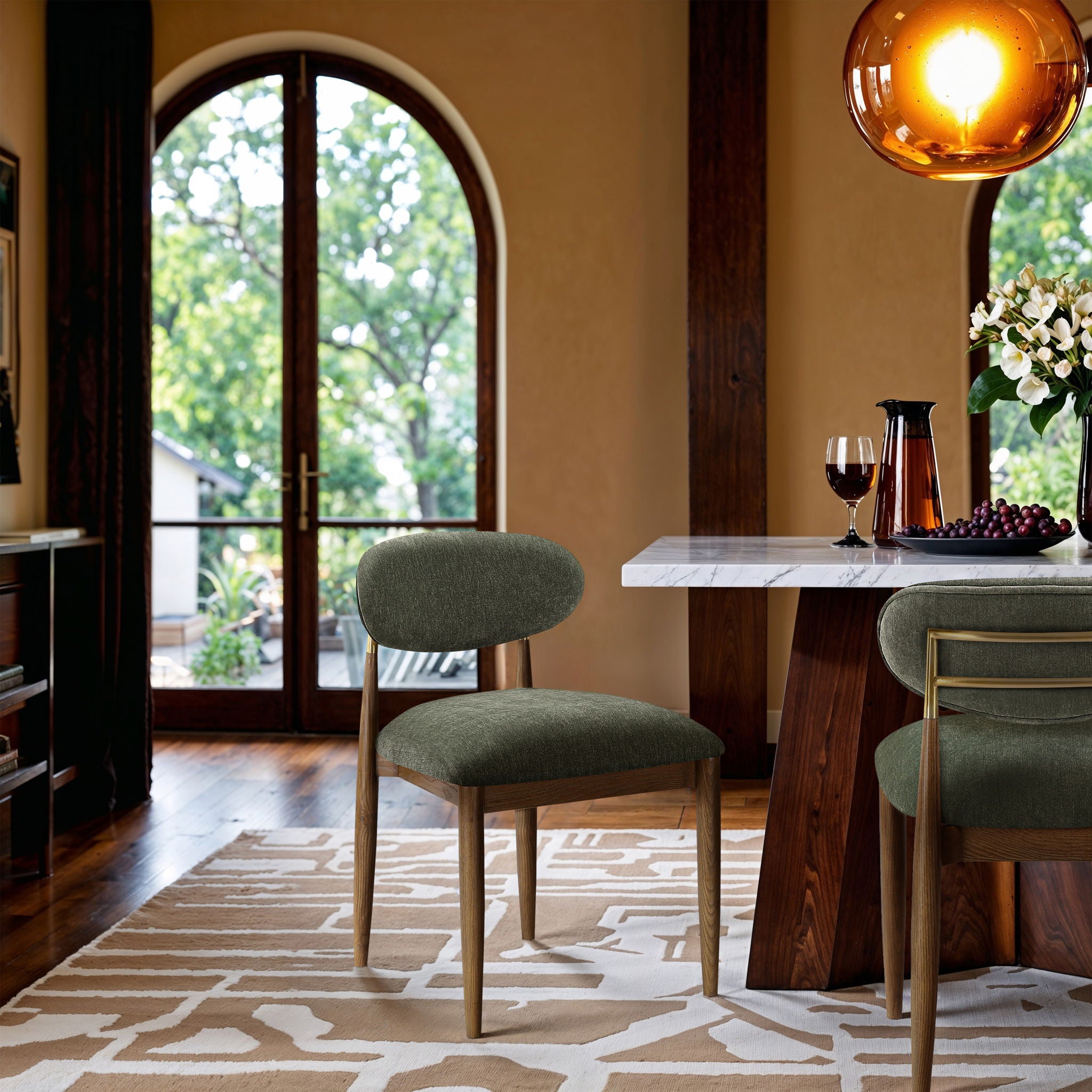 Riccio - Fabric Dining Side Chair (Set of 2) - Walnut Frame - Urban Living Furniture (Los Angeles, CA)