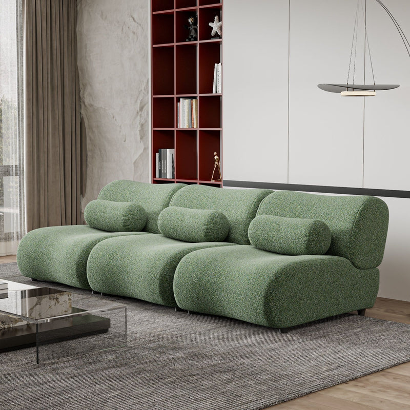 Contemporary Modular 3 Seat Sectional With Deep Seating, Soft Backrest