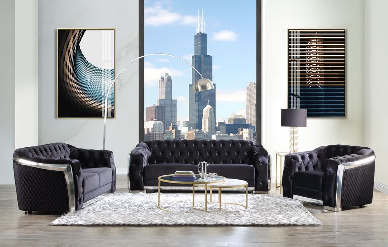 Pyroden - Chair - Black Velvet & Chrome Finish - Urban Living Furniture (Los Angeles, CA)