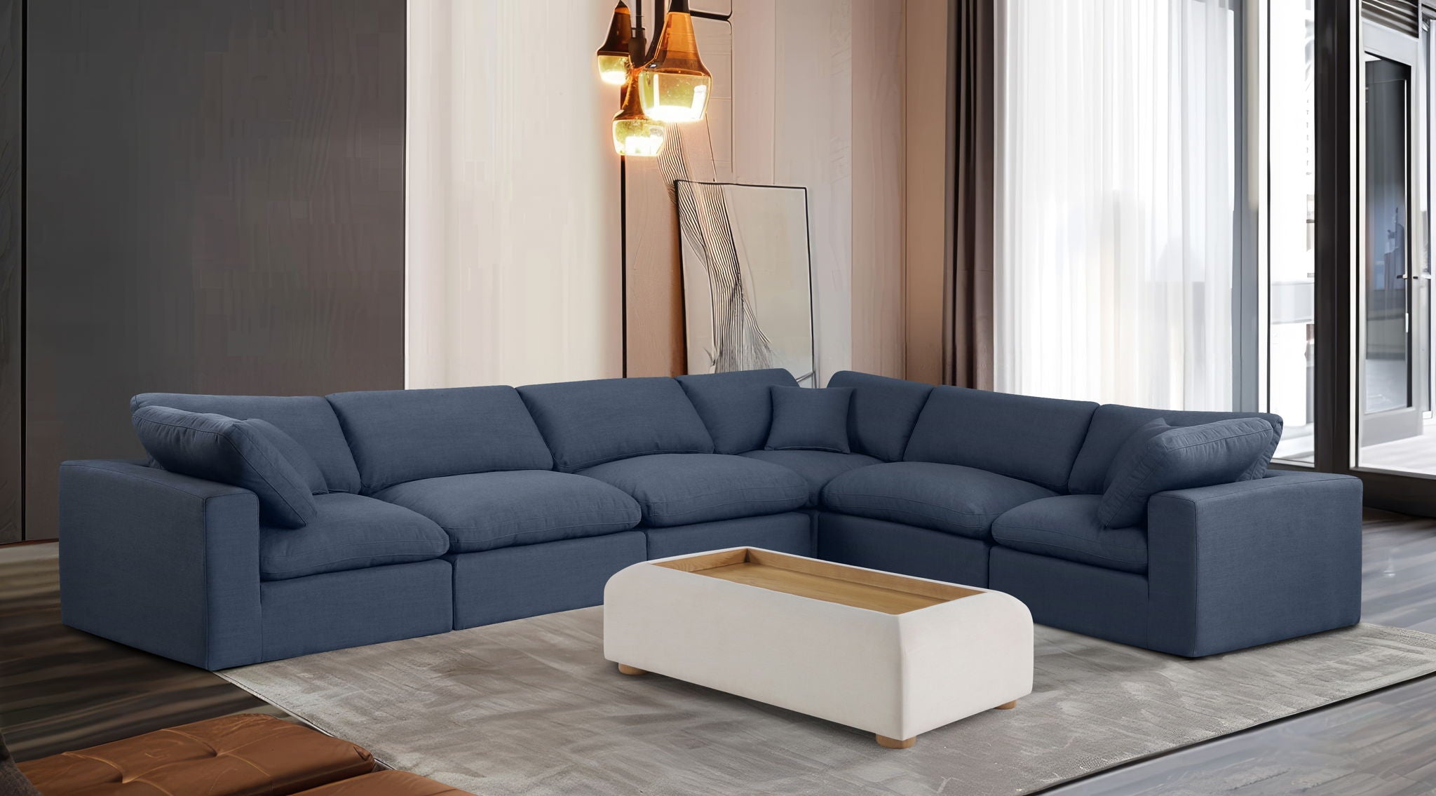 Comfy - 6 Piece Linen Modular Corner Sectional - Urban Living Furniture (Los Angeles, CA)