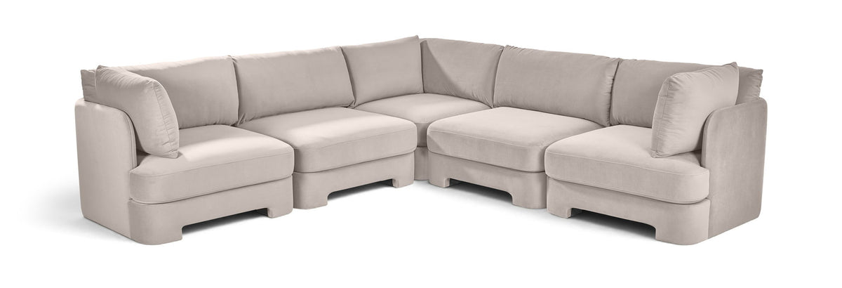 Hammond - Velvet Performance Fabric Upholstered 5 Piece Corner Sectional