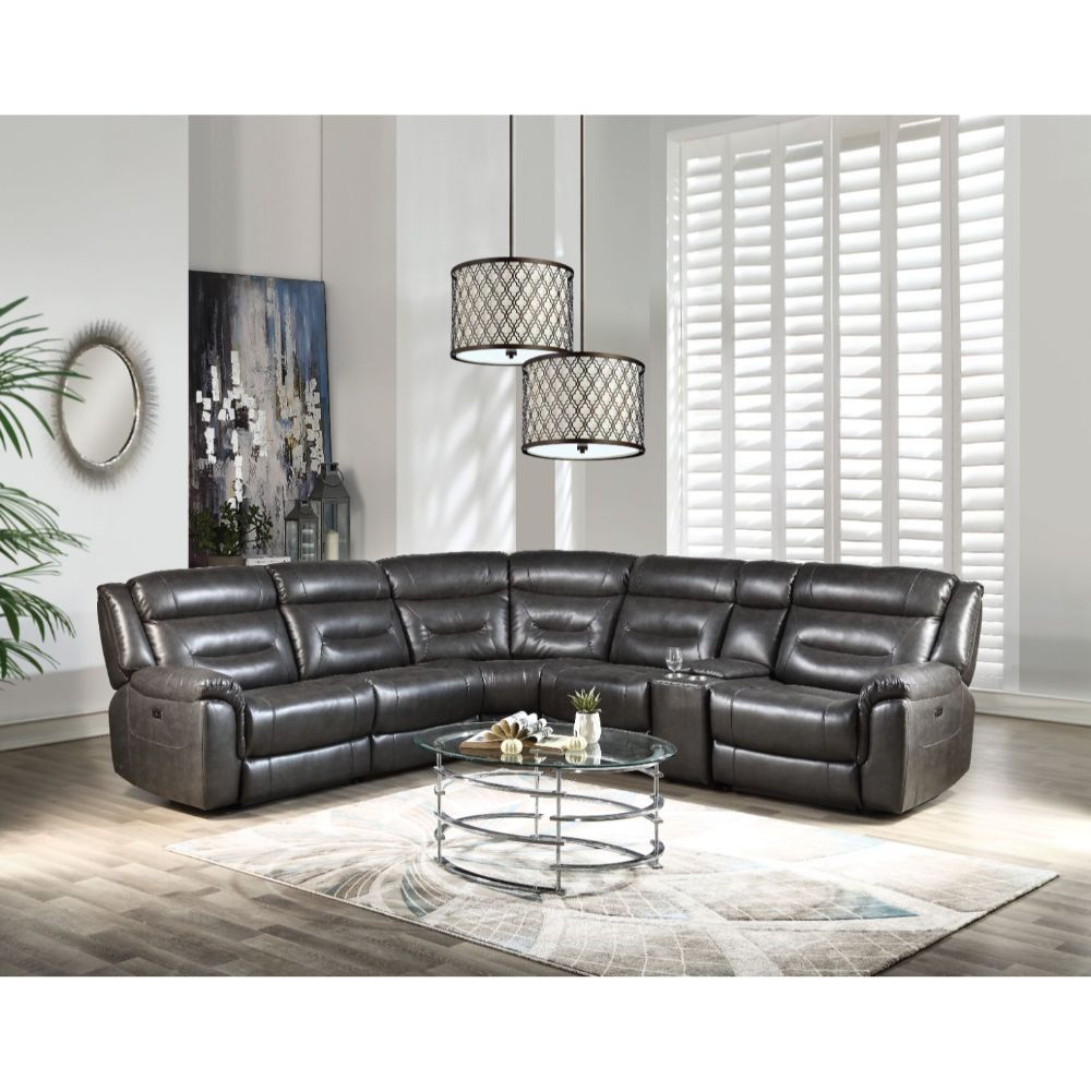 Imogen - Sectional Sofa - Gray Leather-Aire - Urban Living Furniture (Los Angeles, CA)