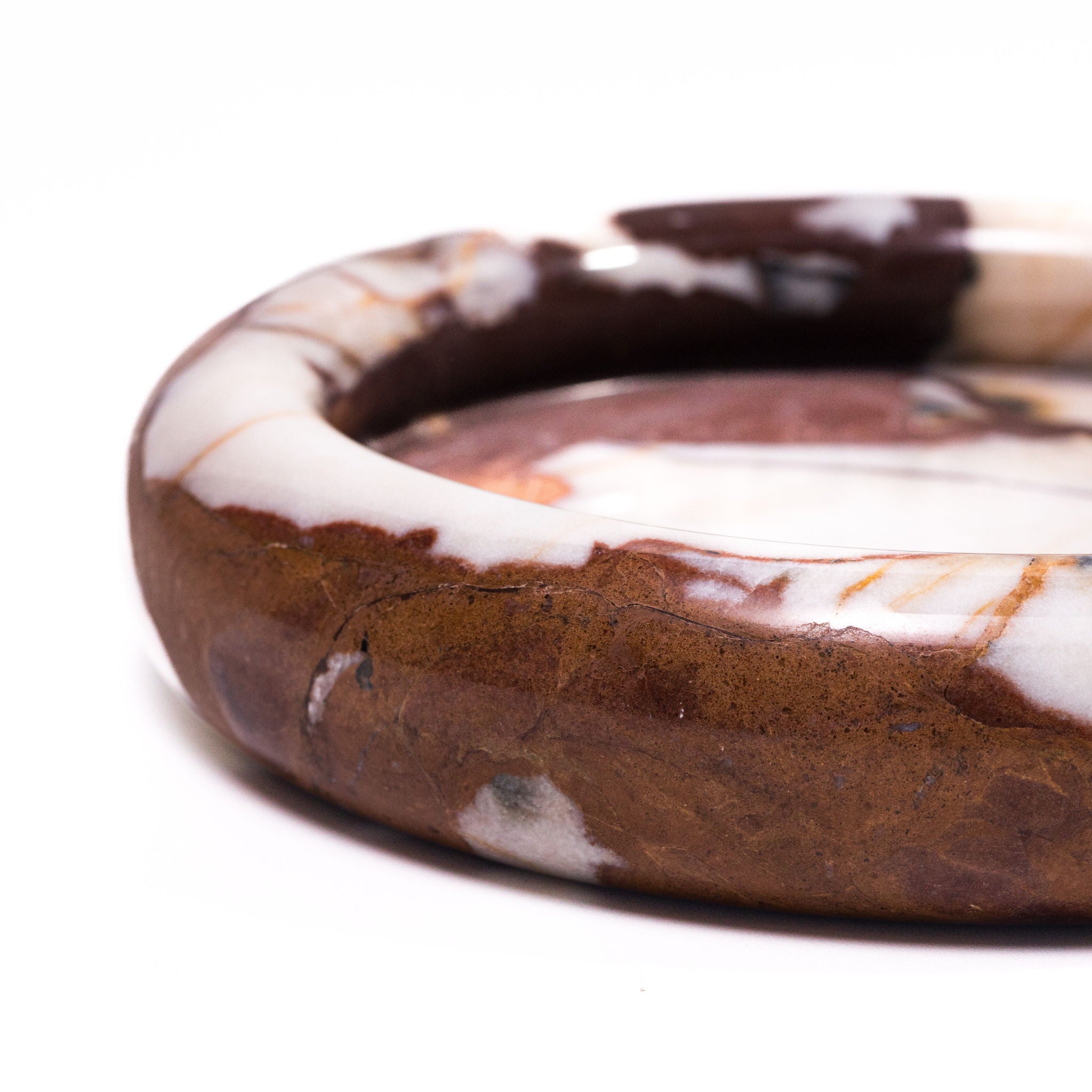 Marble Round Edged Catch-All - Breccia White Brown - Urban Living Furniture (Los Angeles, CA)