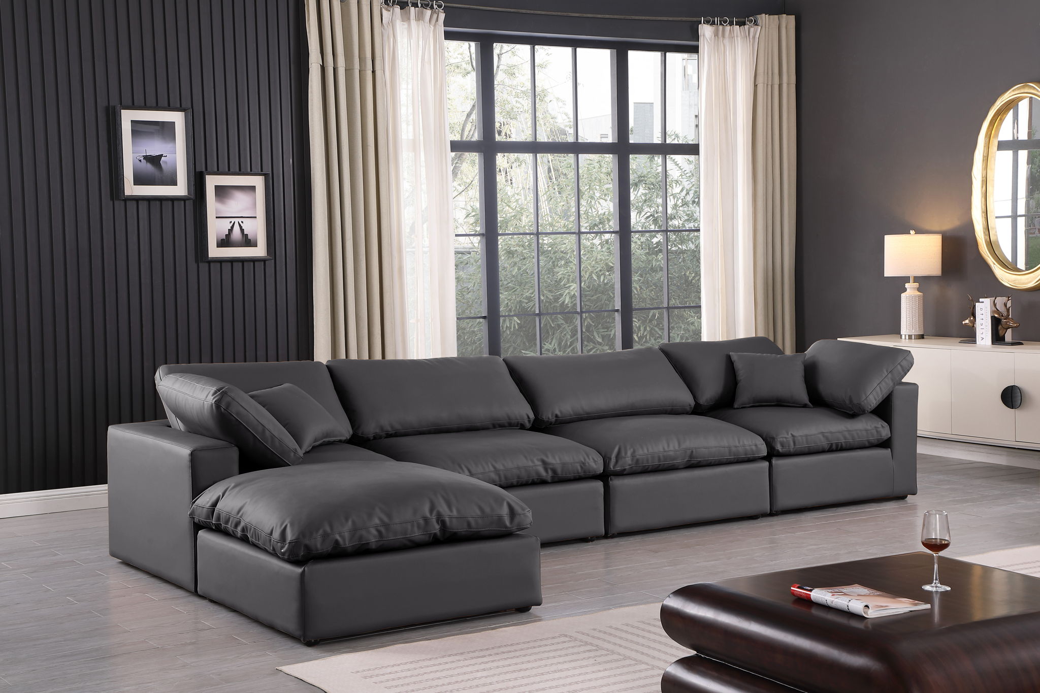 Comfy - 5 Piece Faux Leather Modular Sectional With Chaise - Urban Living Furniture (Los Angeles, CA)