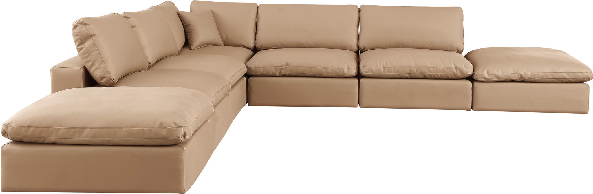 Comfy - 7 Piece Faux Leather Modular Corner Sectional - Tan - Urban Living Furniture (Los Angeles, CA)