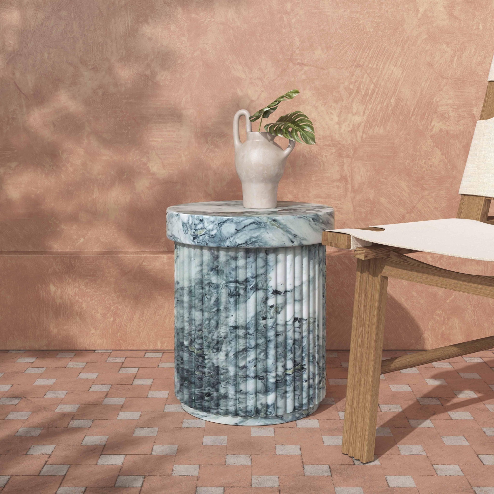 Serafina - Concrete Indoor / Outdoor Side Table - Marble Pattern - Urban Living Furniture (Los Angeles, CA)