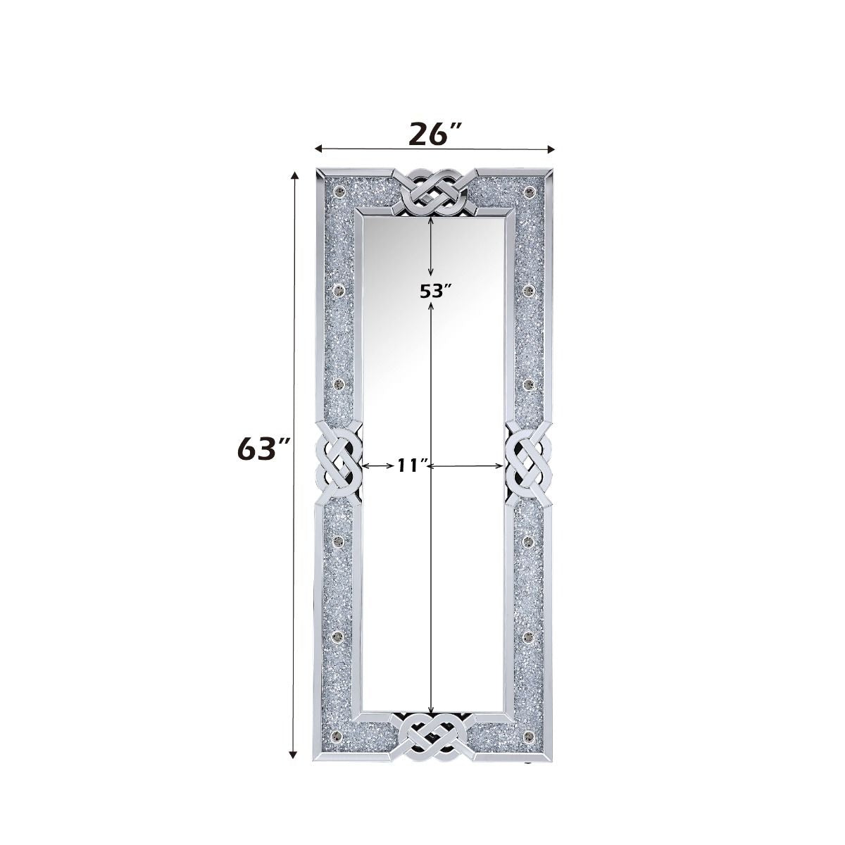 Noralie - 63" Rectangular Floor Mirror With Faux Diamonds - Mirrored - Urban Living Furniture (Los Angeles, CA)
