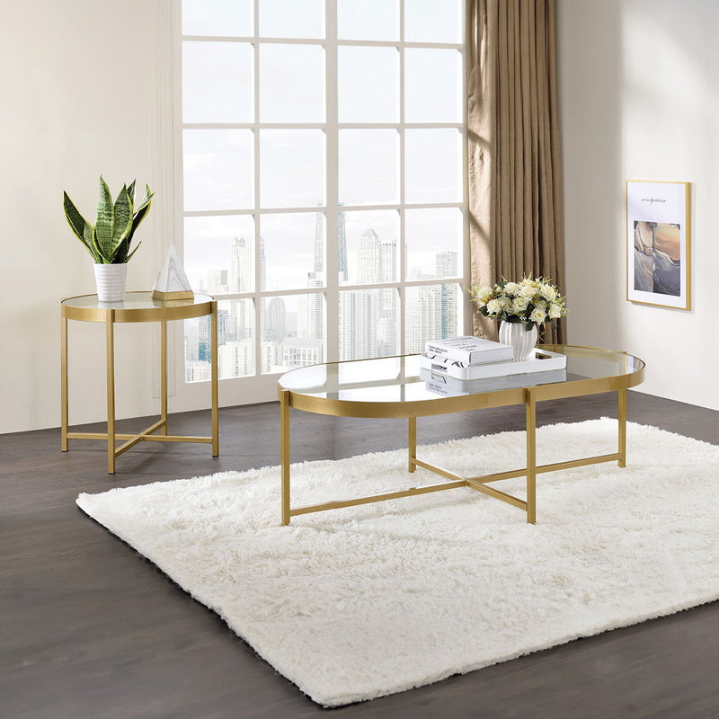 Charrot - Coffee Table - Clear Glass & Gold Finish - Urban Living Furniture (Los Angeles, CA)
