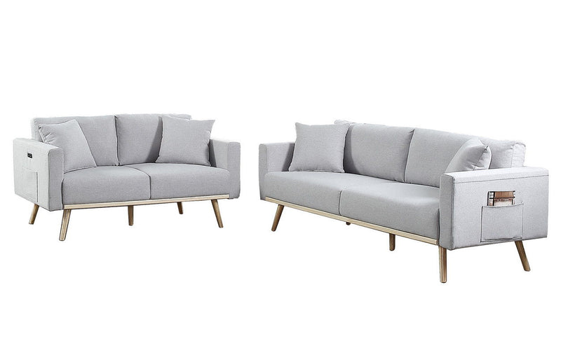 Easton - Linen Fabric Living Room Set With USB Charging Ports Pockets And Pillows (Set of 2) - Urban Living Furniture (Los Angeles, CA)