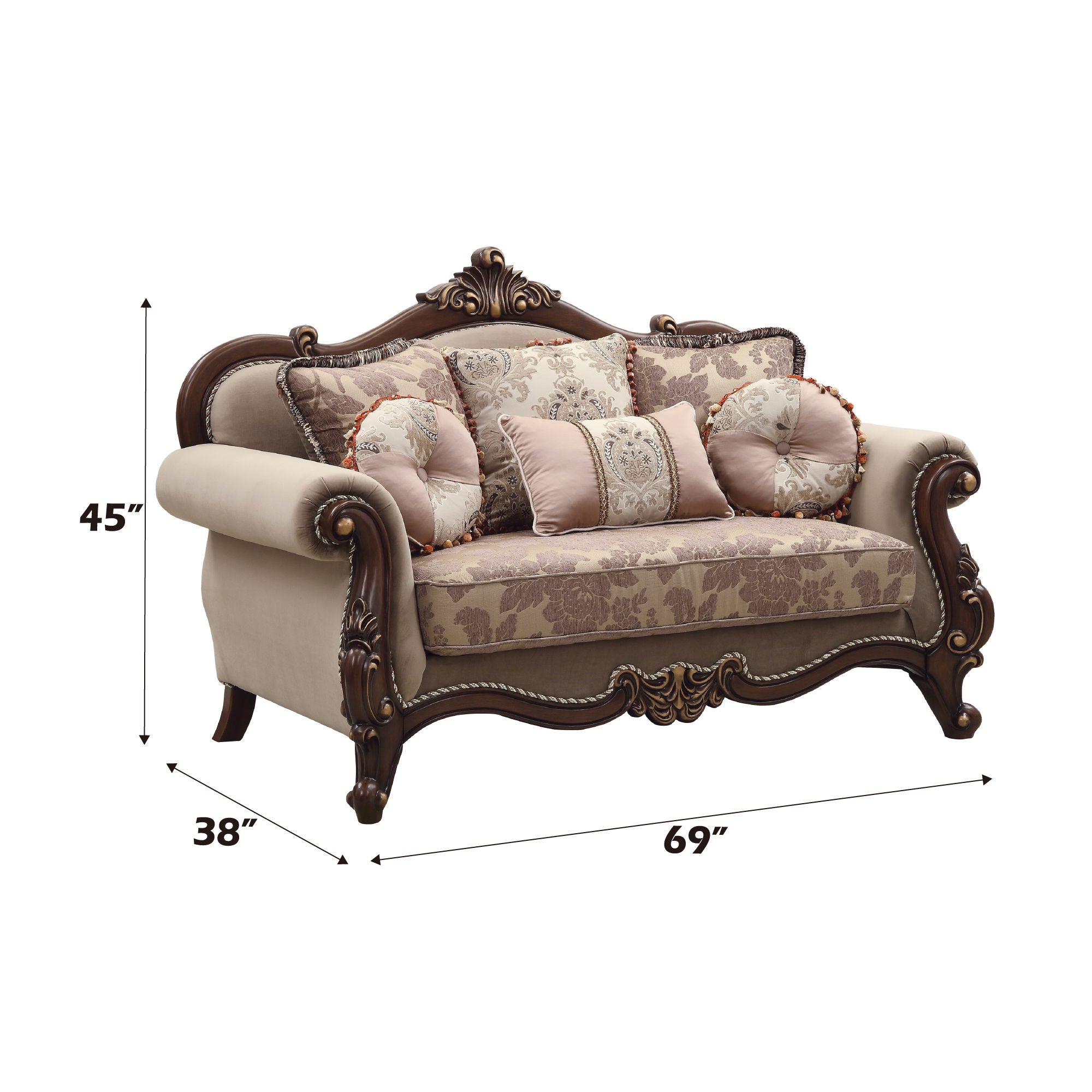 Mehadi - Loveseat With 6 Pillows - Velvet & Walnut - Urban Living Furniture (Los Angeles, CA)
