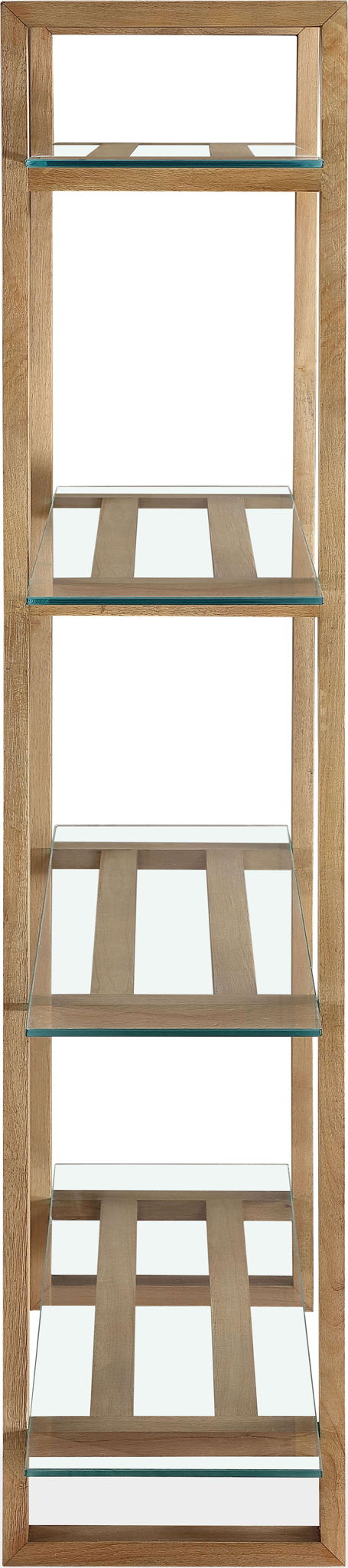 One - Modern Coastal Glass Solid Wood Shelf Bookcase - Bisque