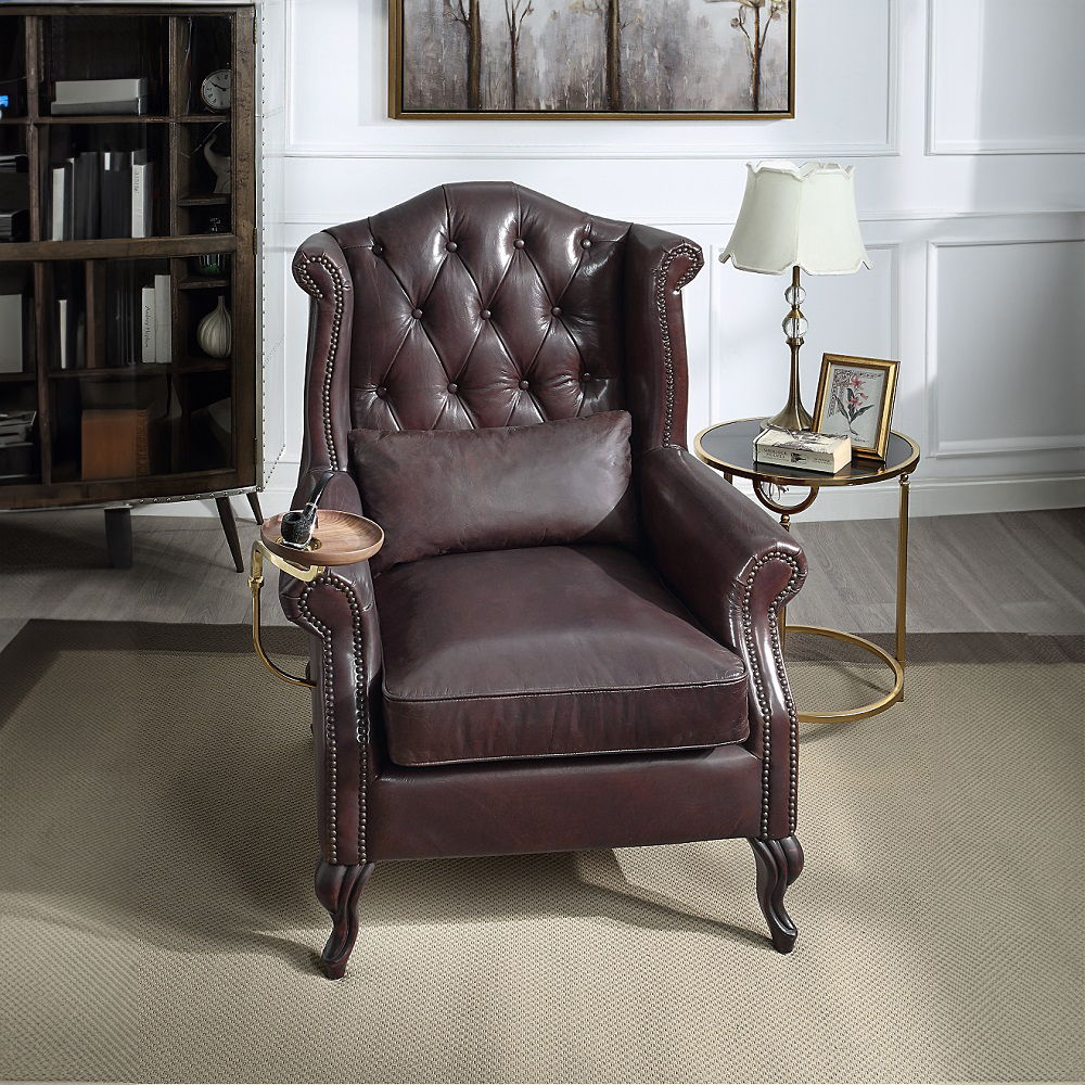 Pino - Accent Chair - Vintage Brown Top Grain Leather - Urban Living Furniture (Los Angeles, CA)