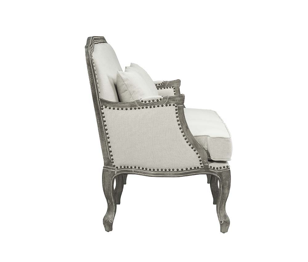 Tania - Loveseat - Cream Linen & Brown Finish - Urban Living Furniture (Los Angeles, CA)