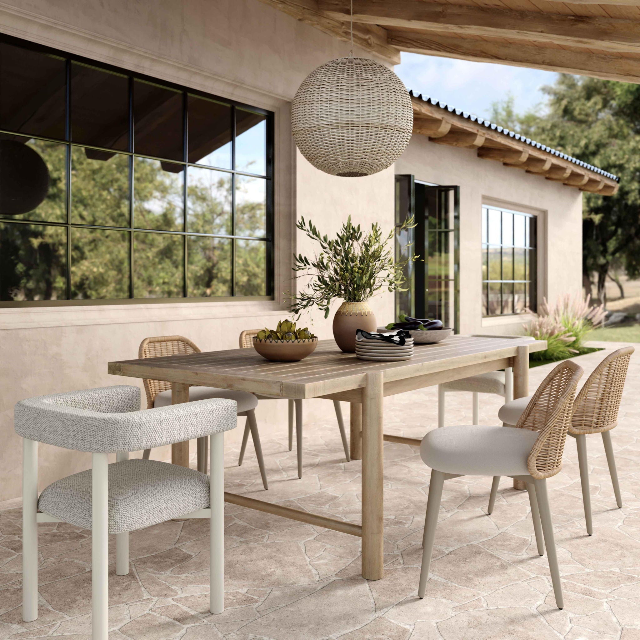 Jackie - Outdoor Textured Dining Chair - Cream - Urban Living Furniture (Los Angeles, CA)