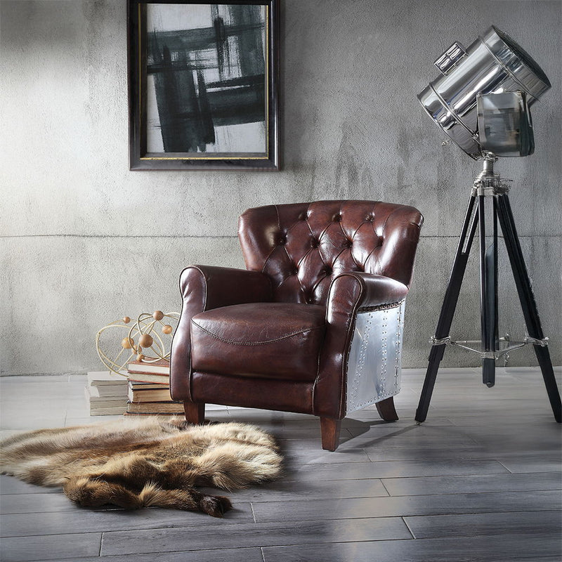 Brancaster - Accent Chair - Vintage Brown & Aluminum - Urban Living Furniture (Los Angeles, CA)