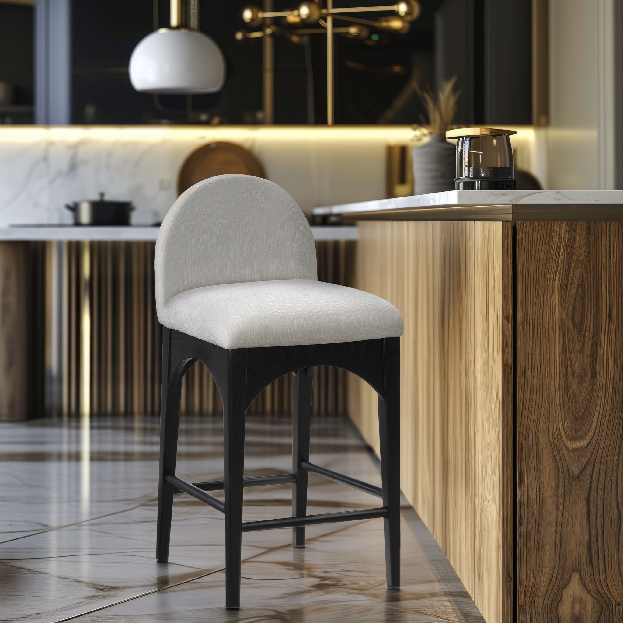 Waldorf - Chenille Stool With Black Legs - Urban Living Furniture (Los Angeles, CA)